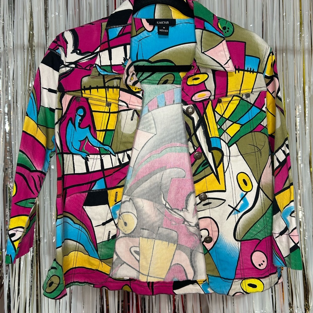 Colorful Kaktus Abstract Print Jacket - Picture 3 of 15